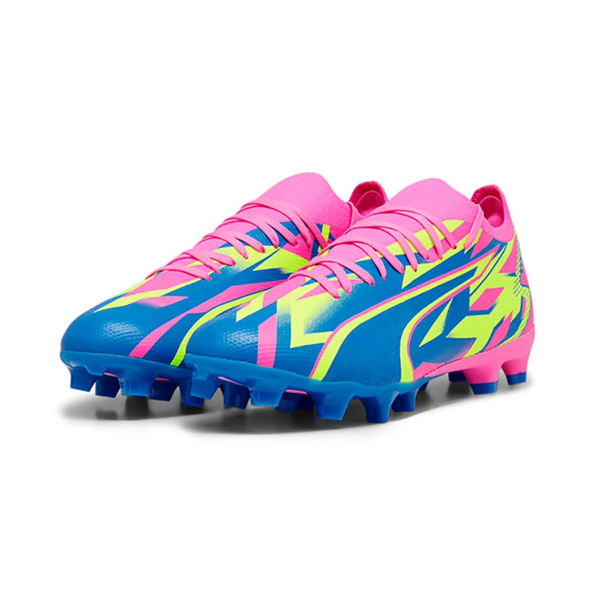 Puma Ultra Match FG/AG Firm Ground Soccer Cleat - Luminous Pink/Yellow Alert/Ultra Blue - Image 4