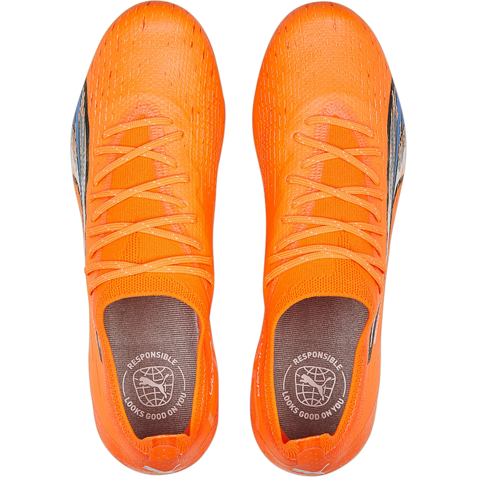 Puma Ultra Ultimate FG/AG Firm Ground Soccer Cleats - Orange/White/Blue - Image 3