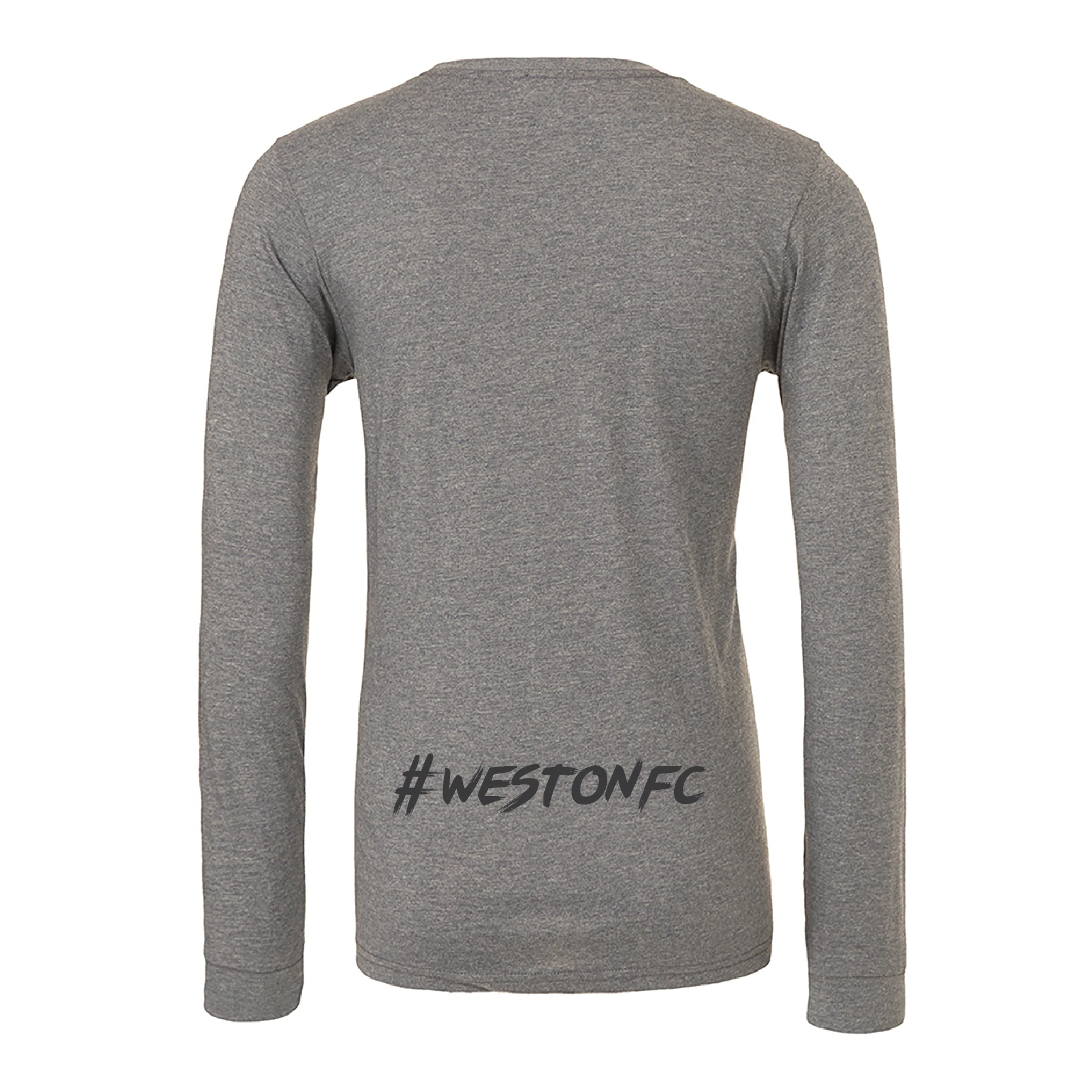 Weston FC Boys MLS Next (Patch) Bella + Canvas Long Sleeve Triblend T-Shirt Grey - Image 2