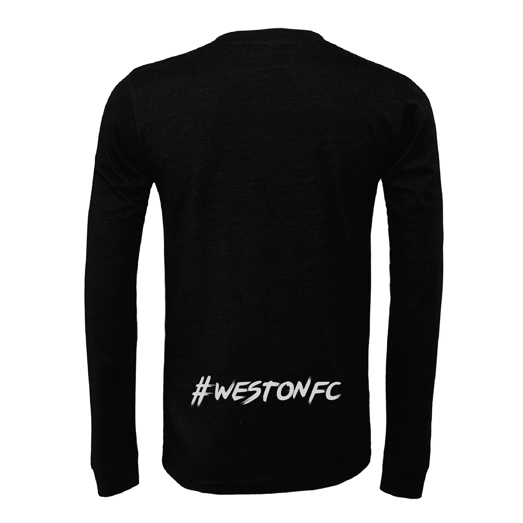 Weston FC FAN (Patch) Bella + Canvas Long Sleeve Triblend T-Shirt Heather Black - Image 2