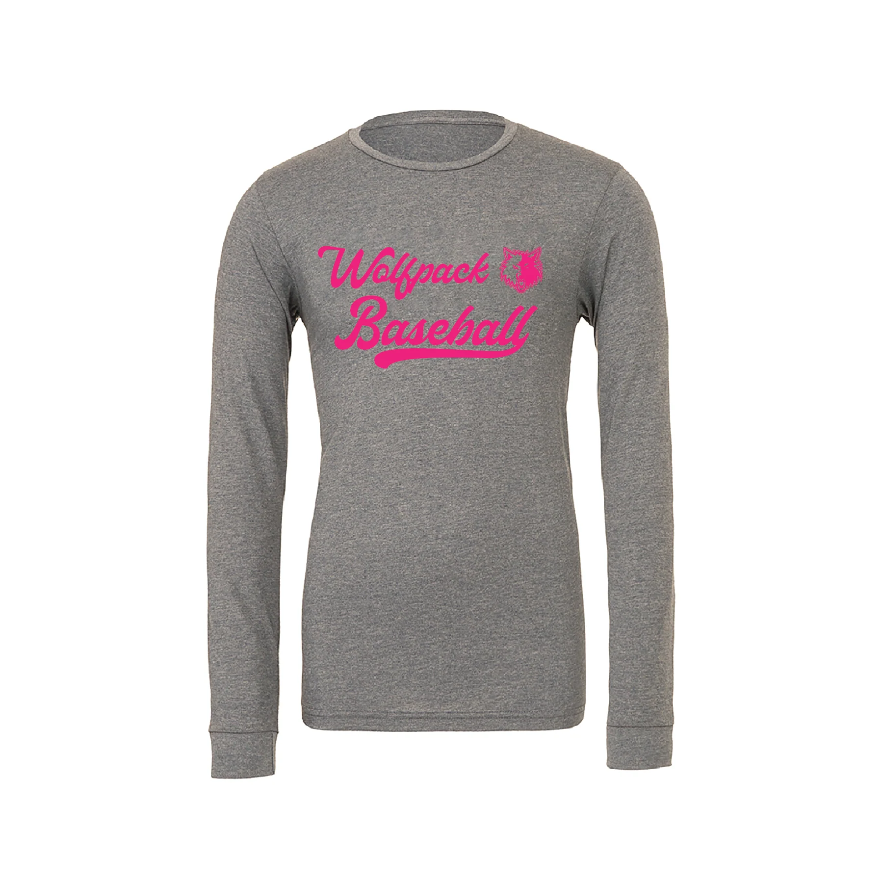 Wolfpack Baseball AUTHENTICS Bella + Canvas Long Sleeve Triblend T-Shirt Grey