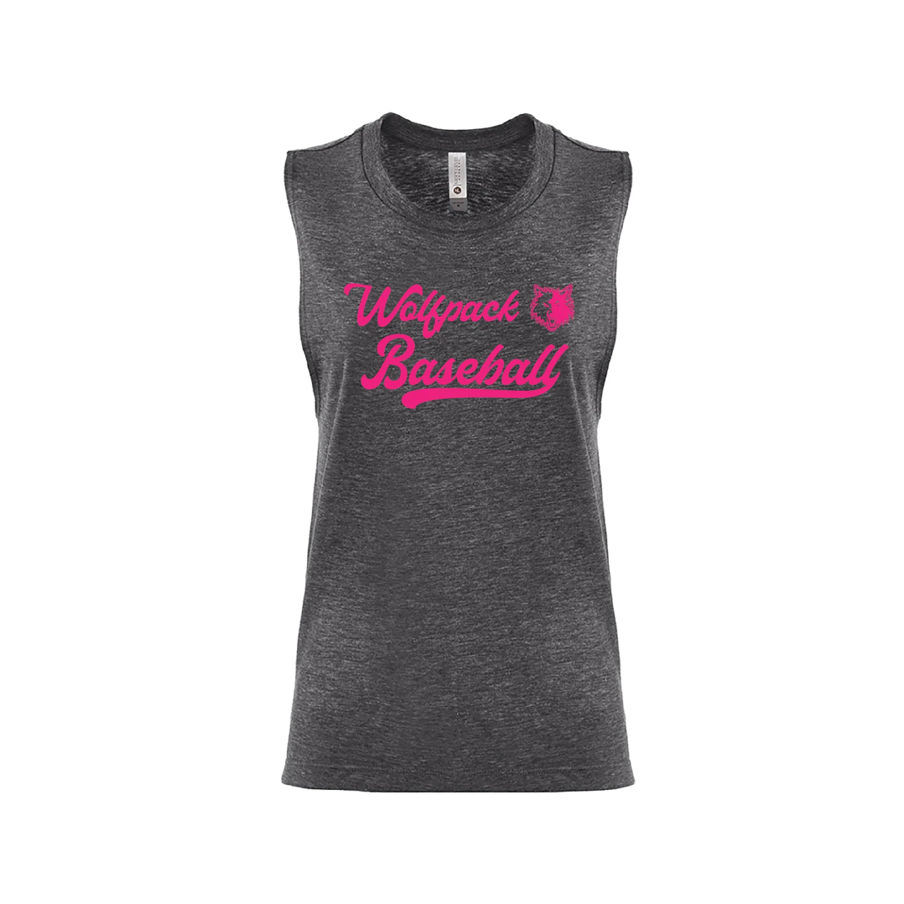Wolfpack Baseball AUTHENTICS Next Level Ladies Muscle Tank Charcoal