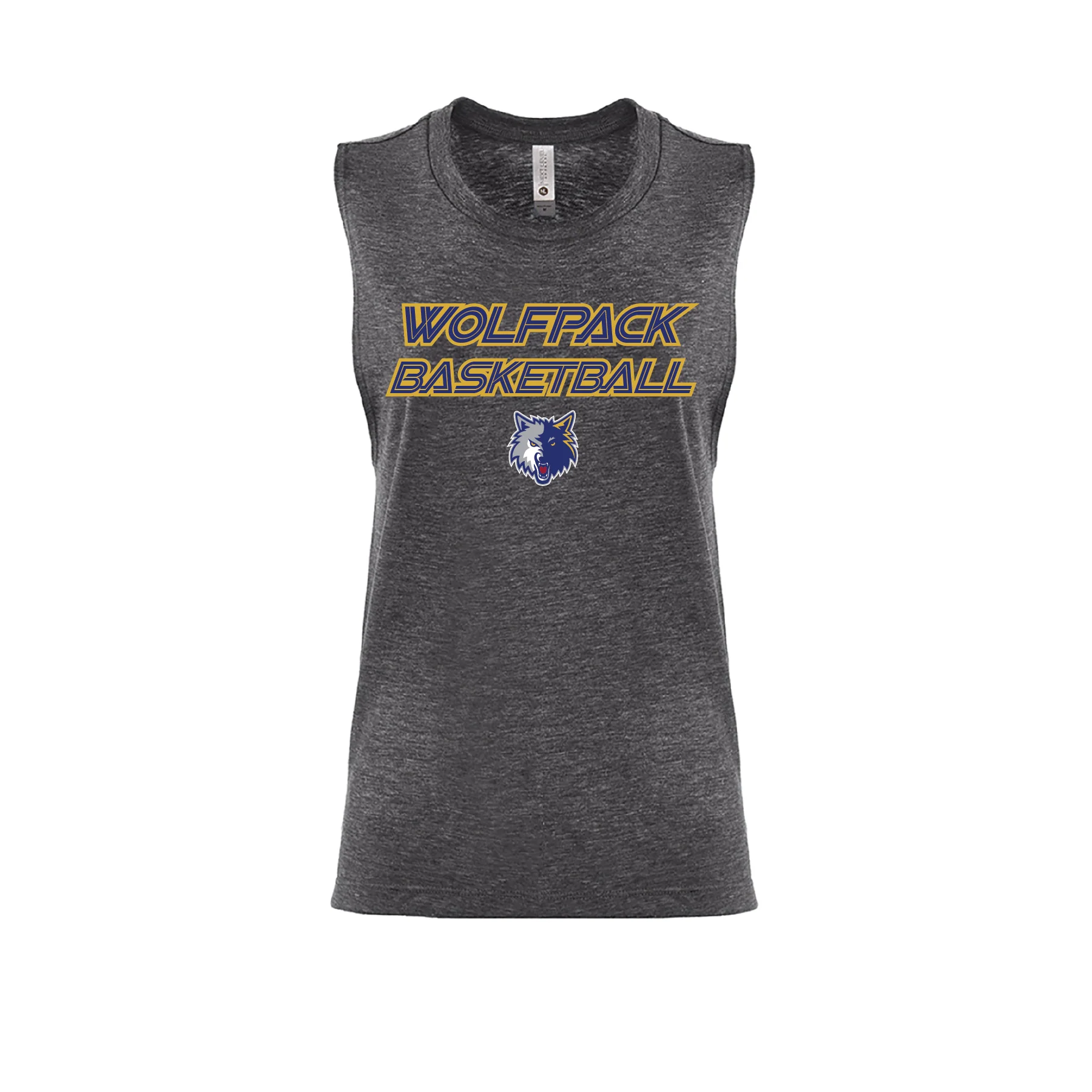 Wolfpack Basketball FAN Next Level Ladies Muscle Tank Charcoal