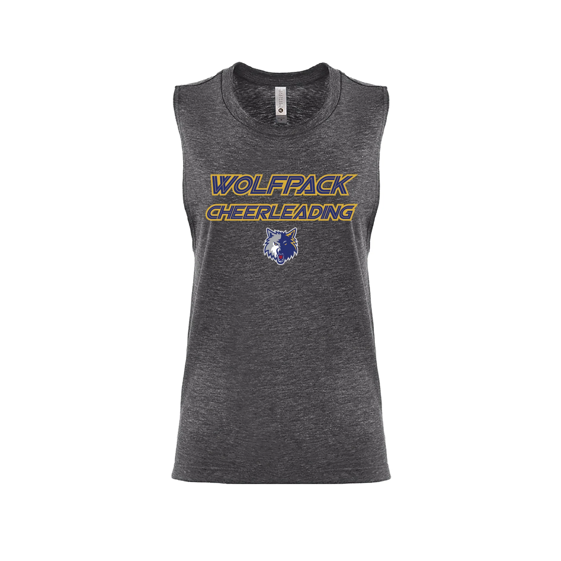 Wolfpack Cheerleading FAN Next Level Ladies Muscle Tank Charcoal