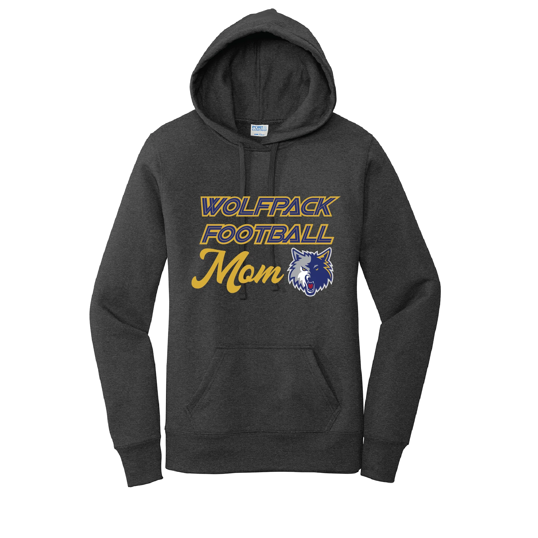 Wolfpack Football MOM Port & Company Ladies Hoodie Dark Grey