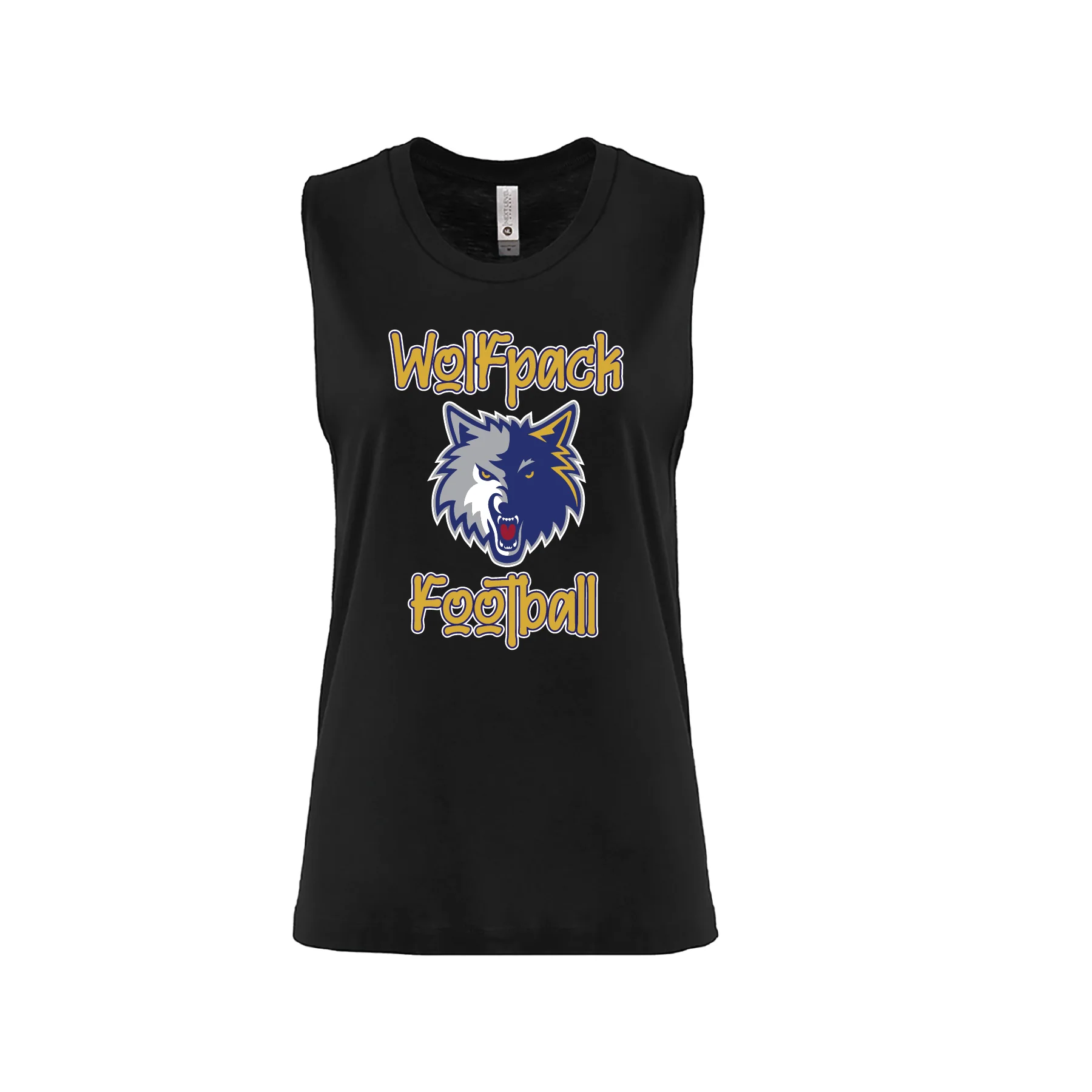 Wolfpack Football SUPPORTERS Next Level Ladies Muscle Tank Black