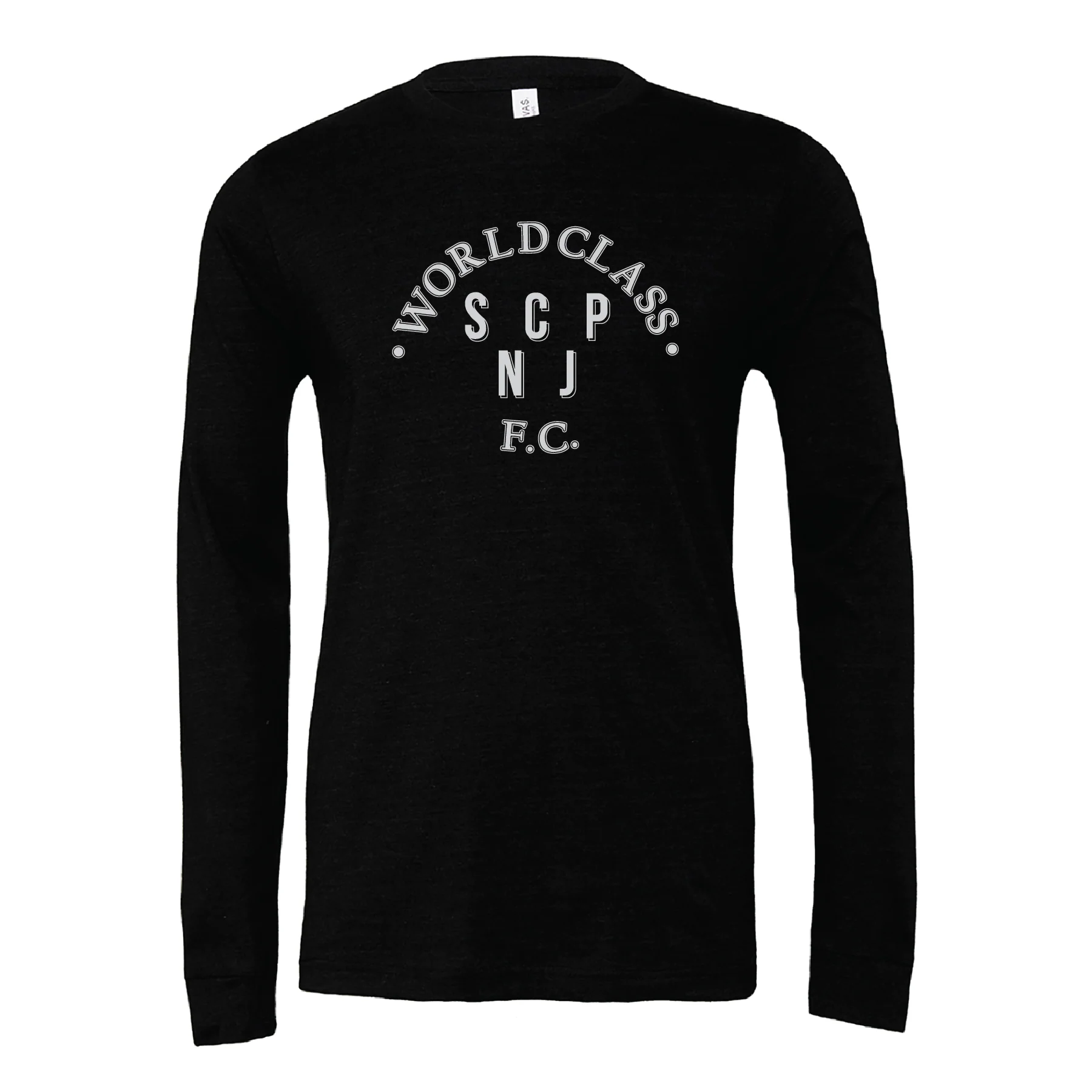 World Class SCP (Club Name) Bella + Canvas Long Sleeve Triblend T-Shirt Heather Black